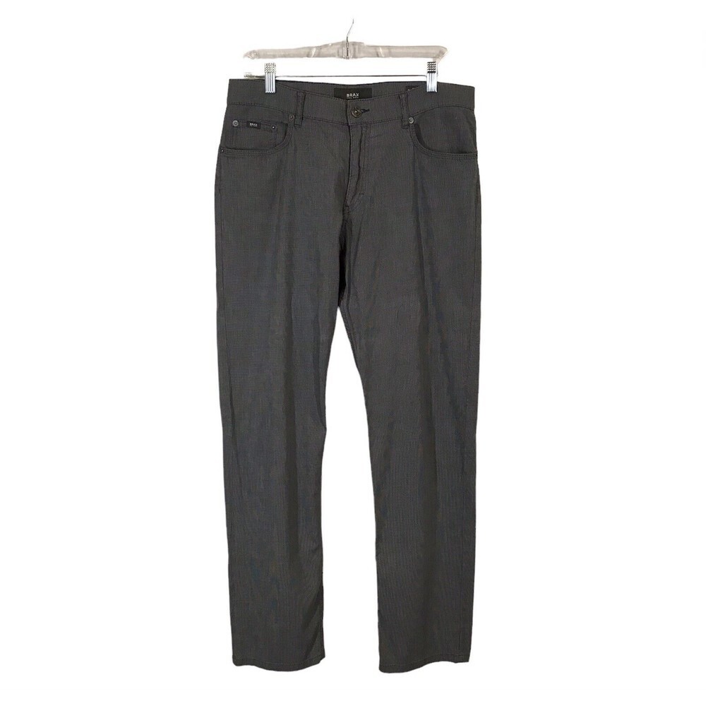 Brax Feel Good Cooper Regular Fit Gray Fancy Men's Size 33x32 Chino Pants